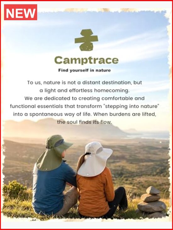 UPF 50+ UV Protection Wide Brim Sun Hat with Neck Flap, Lightweight Nylon main image 6